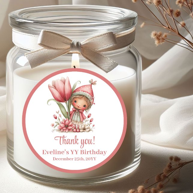 Autocollants de naissance de fille aux fleurs de f (Cute Whimsy Fairy Floral Girl Birthday Stickers)