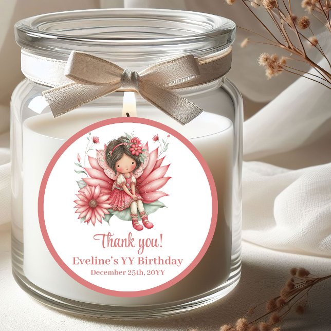 Autocollants de naissance de fille floraux magique (Cute Fairy Magical Floral Girl Birthday Stickers)