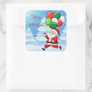 Autocollants de Noël - Autocollant Carré Père Noël