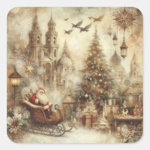 Autocollants de Noël beige vintage