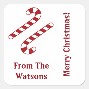 Autocollants de Noël de sucres de canne