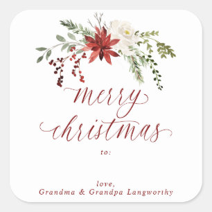 Autocollants de Noël Élégants pour Cadeaux Aquarel