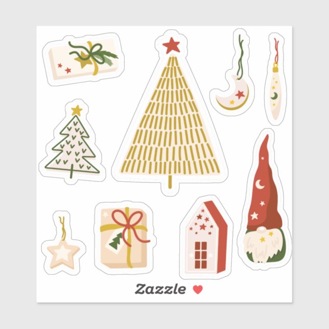 Autocollants de Noël minimalistes (Feuille)