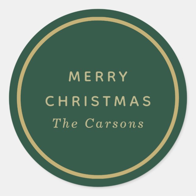 Autocollants de Noël ronds classiques vert et or (Devant)