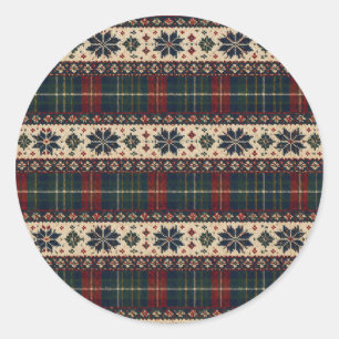 Autocollants de Noël vintage à carreaux et flocons
