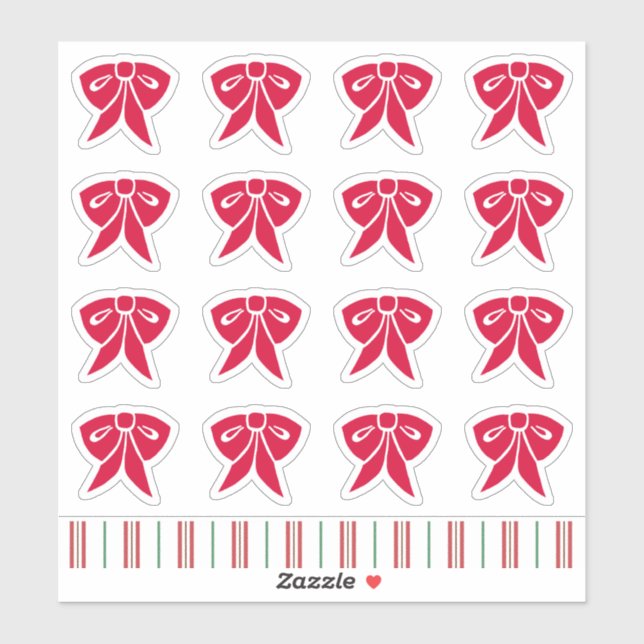 Autocollants de noeud rouge de Noël (Feuille)