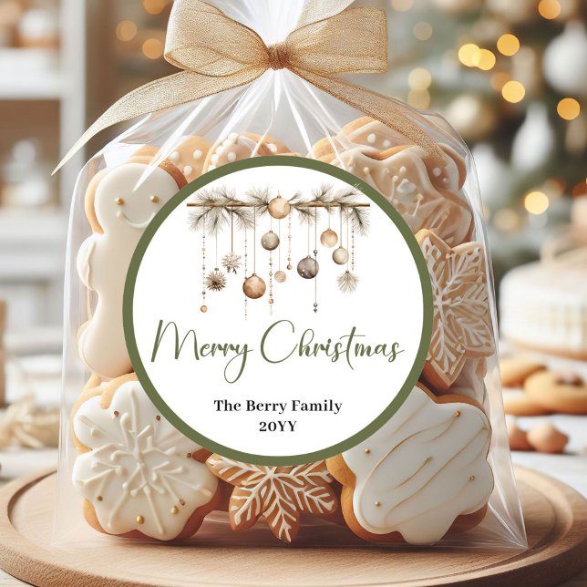Autocollants de nom de famille Noël Neutre Rustiqu (Rustic Neutral Christmas Family Name Stickers)
