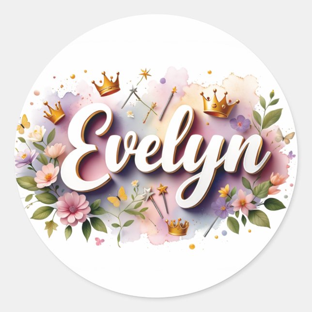 Autocollants de nom de princesse personnalisés flo (Devant)