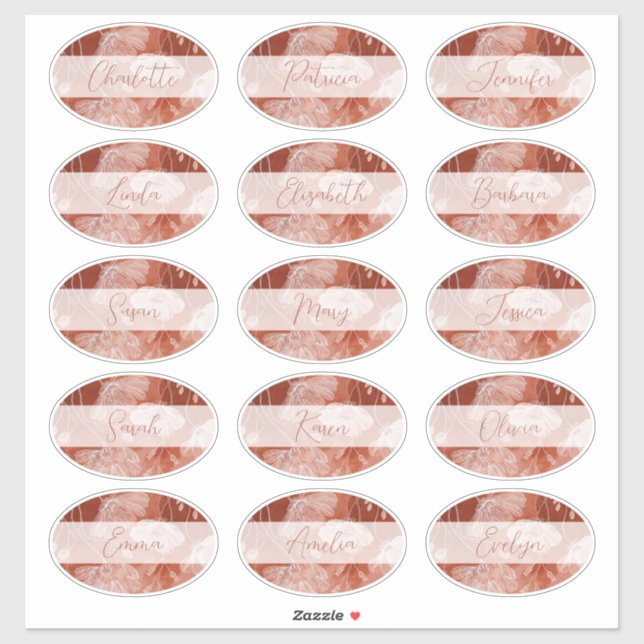 Autocollants de nom d'invité en terre cuite Fall i (Feuille)