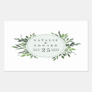 autocollants de nom mariage fleuri à aquarelle feu