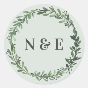 autocollants de nom mariage fleuri à aquarelle feu