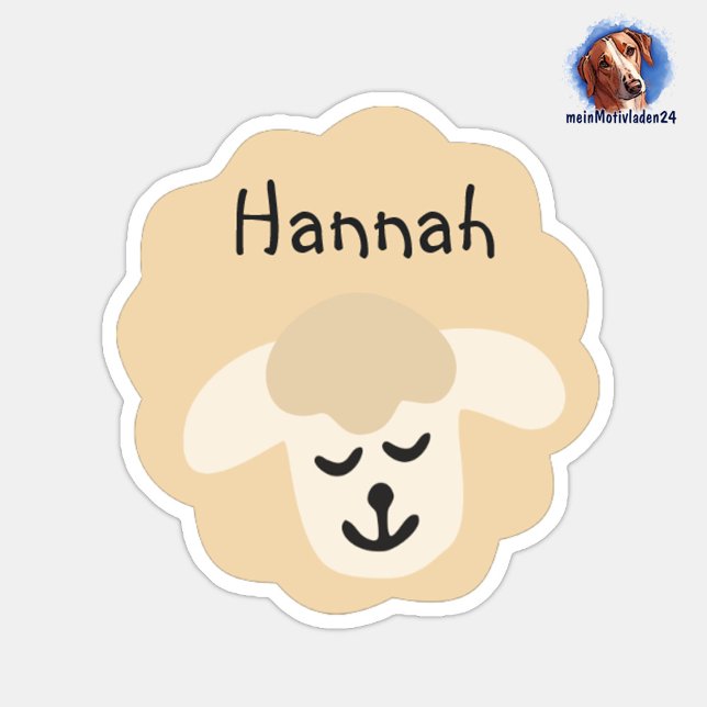 Autocollants de nom Petit mouton - beige | 9 Forme (Konturgeschnittener Namensaufkleber für Kinder - Schaf - personalisierbar mit Name oder Wunschtext)