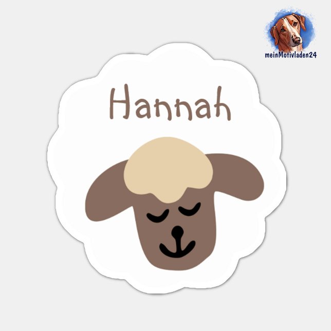 Autocollants de nom Petit mouton - blanc marron |  (Konturgeschnittener Namensaufkleber für Kinder - Schaf - personalisierbar mit Name oder Wunschtext)