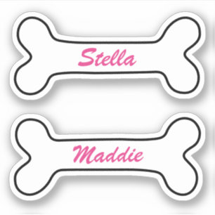 Autocollants de nom rose personnalisés pour chiens