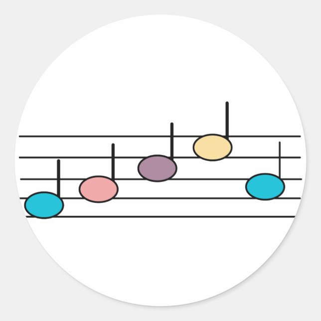 Autocollants de notes de musique pastel (Devant)
