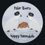 Autocollants de nuits de Hannukah d'ours blancs<br><div class="desc">Illustration graphique des ours blancs dans le Hannukah de célébration arctique.</div>