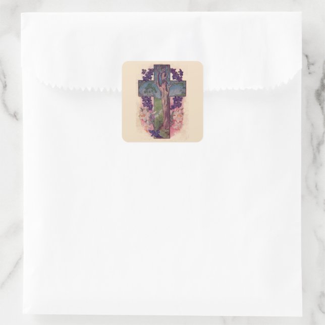 Autocollants de Pâques chrétiens Croix et Arbre (Sac)