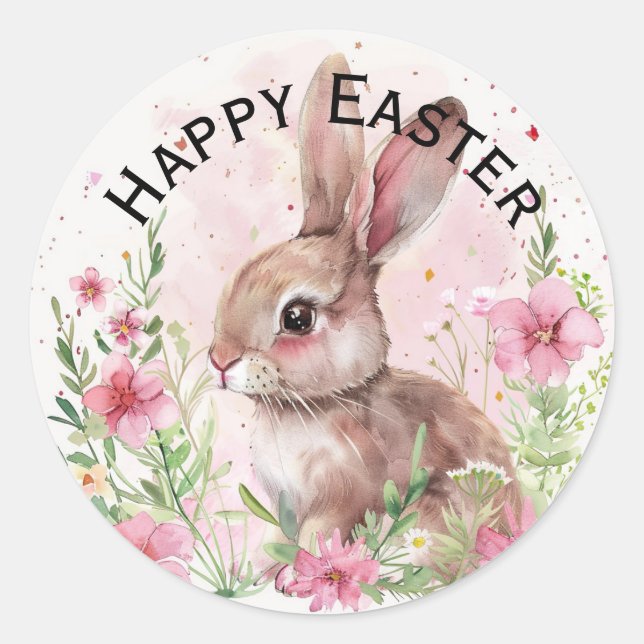 Autocollants de Pâques lapin sarcelle mignon (Devant)