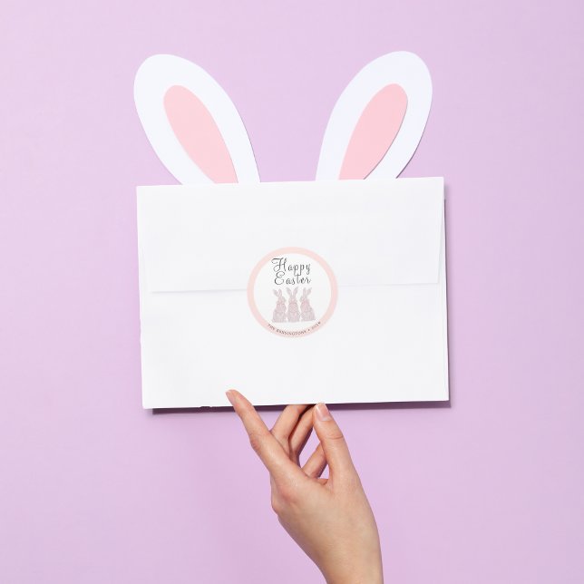 Autocollants de Pâques personnalisés lapin en dent (Personalized Lace Bunny Easter Stickers)