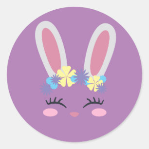 Autocollants de Pâques visage de lapin mignon