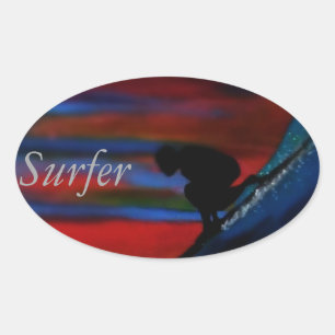 Autocollants de pare-chocs Bubblepacific, surfer