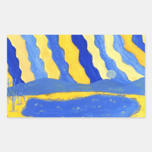 Autocollants de paysage minimaliste bleu et jaune