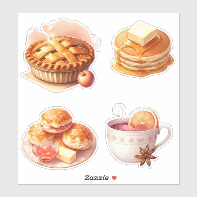 Autocollants de petit-déjeuner cosy d'hiver (Feuille)