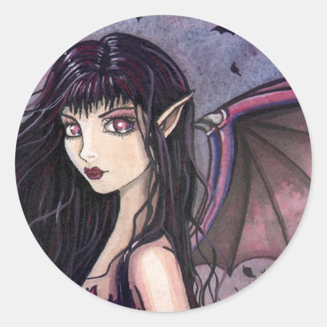 Autocollants de petite fille chauve-souris vampire (Devant)