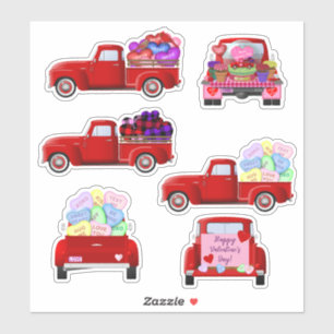 Autocollants de petits camions rouges de la Saint-