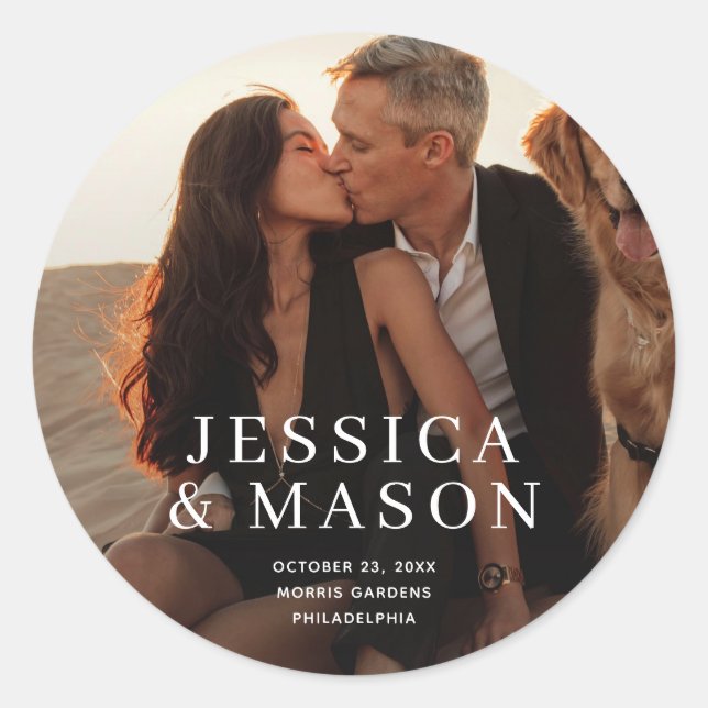 Autocollants de photos de mariage modernes élégant (Devant)