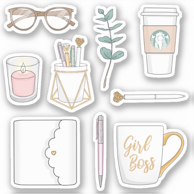 Autocollants de planificateur blanc café pour fill (Devant)
