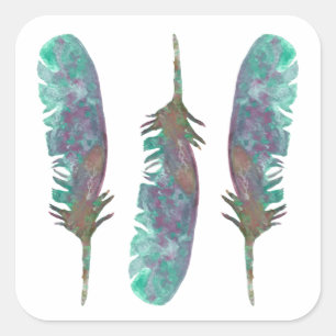 Autocollants de plume à l'aquarelle