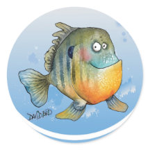 autocollants de poisson soleil de dessin animé