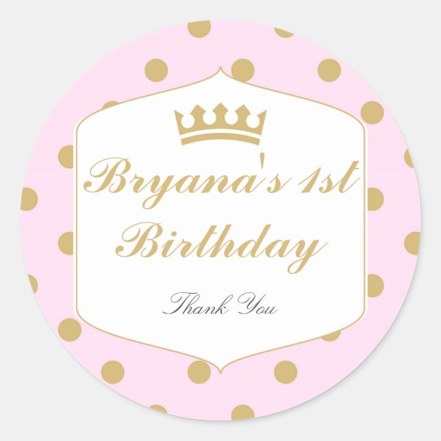 Autocollants de princesse royale à points roses et (Devant)