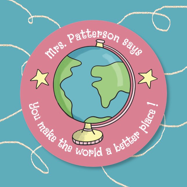 Autocollants de récompense Rose Doodle Globe (Créateur téléchargé)