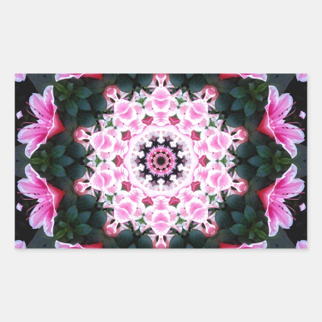Autocollants de rectangle de mandala de fleur (Devant)