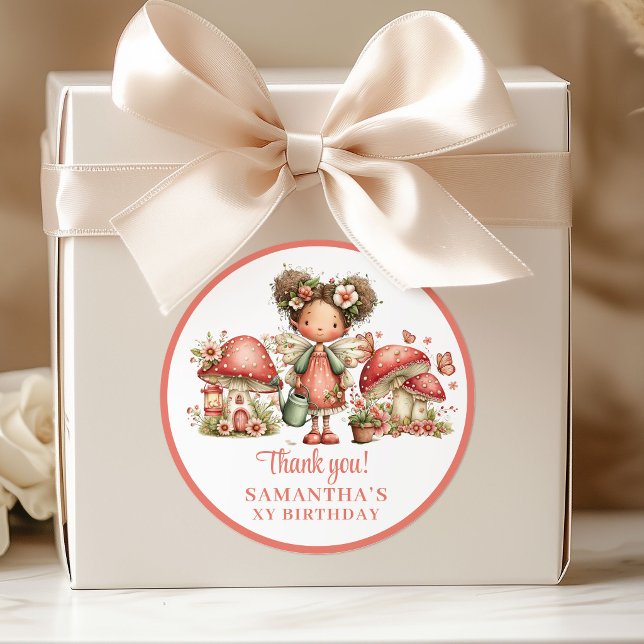 Autocollants de remerciement pour anniversaire Dél (Delightful Pink Fairy Birthday Thank You Stickers)
