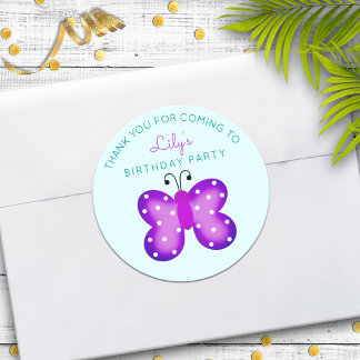 Autocollants de remerciement pour la fête Purple B