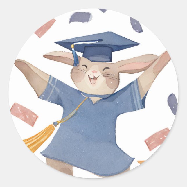 Autocollants de remise de diplômes de lapin mignon (Devant)