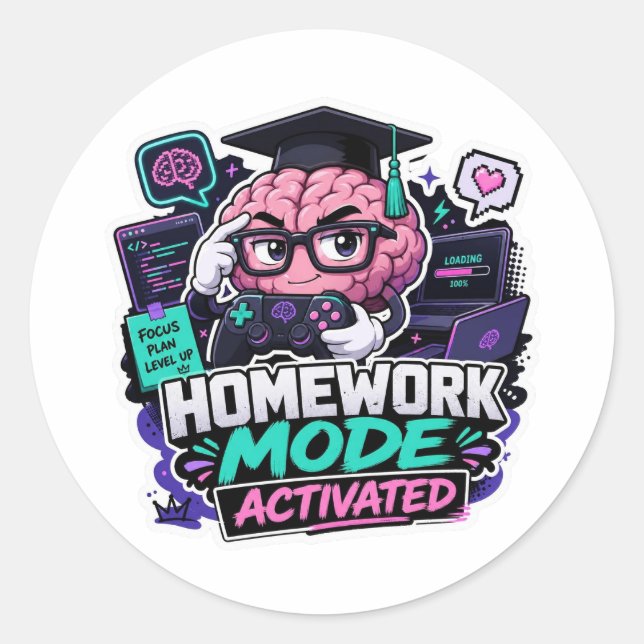 Autocollants de rentrée scolaire | Mode Devoirs Ac (Devant)