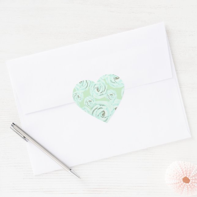 Autocollants de rose de glaçage vert menthe et sar (Enveloppe)