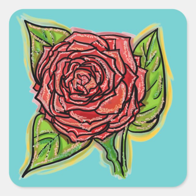 Autocollants de rose rouge (Devant)