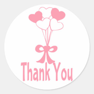 Autocollants de salutation coeurs ballon Merci ros