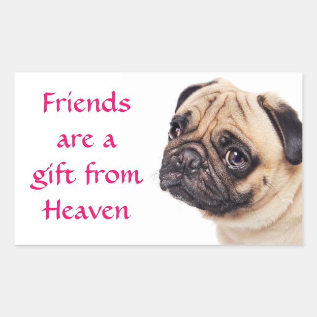 Autocollants de salutation Pug chiot chien Amis (Devant)