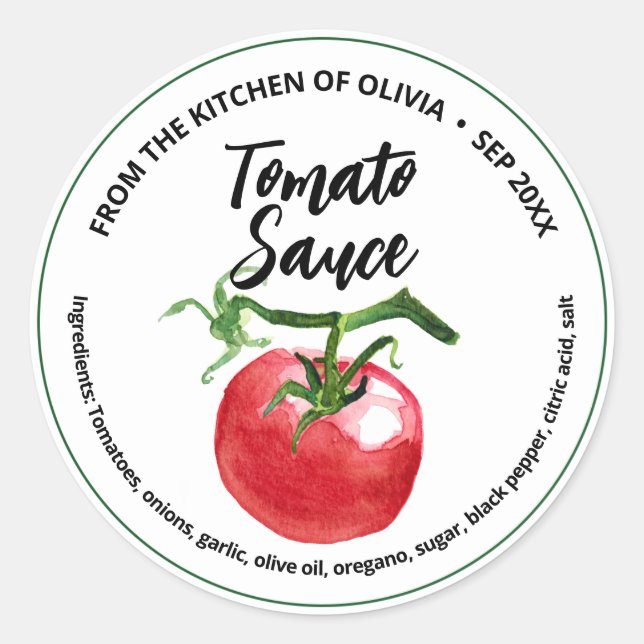 Autocollants de sauce tomate personnalisés élégant (Devant)