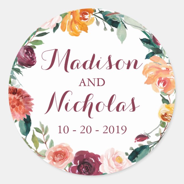 Autocollants de scellement d'enveloppe de mariage  (Devant)