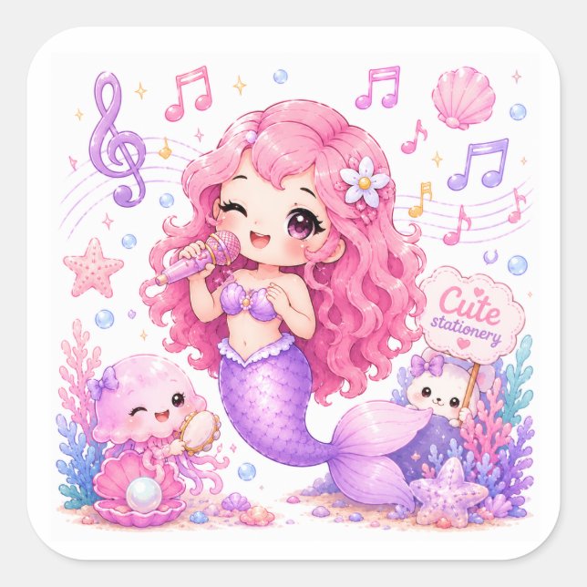Autocollants de sirène Kawaii mignons  (Devant)