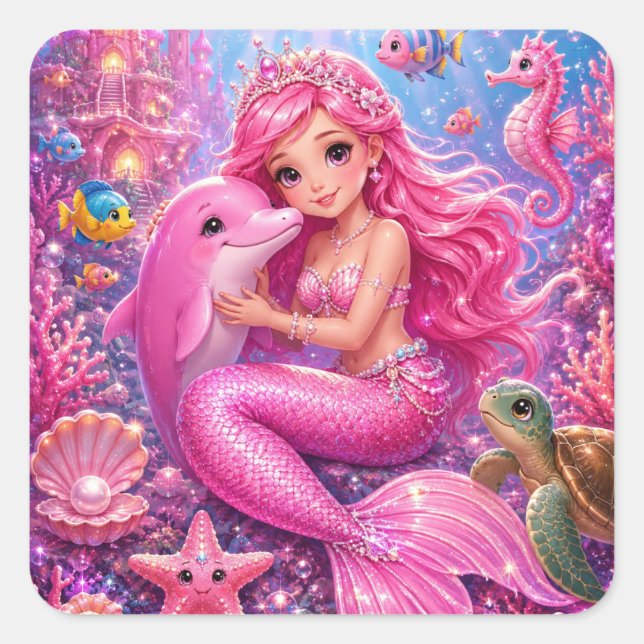 Autocollants de sirène rose magique Princesse Rosa (Devant)
