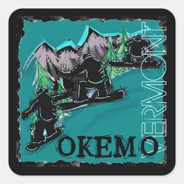 Autocollants de snowboarders Okemo Vermont (Devant)