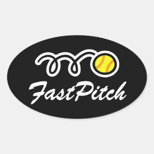 Autocollants de softball Fastpitch   Forme ovale